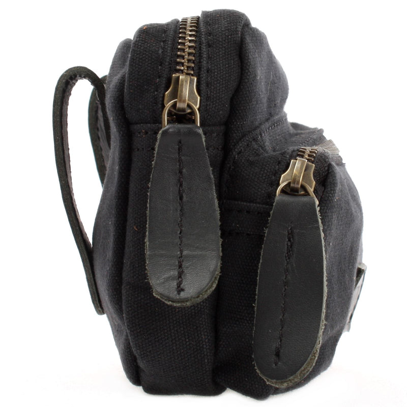 Leconi Gürteltasche Bauchtasche Hüfttasche Leder Canvas schwarz LE3037 Muttertagsangebot