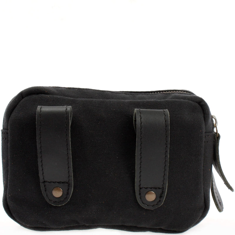 Leconi Gürteltasche Bauchtasche Hüfttasche Leder Canvas schwarz LE3037 Muttertagsangebot