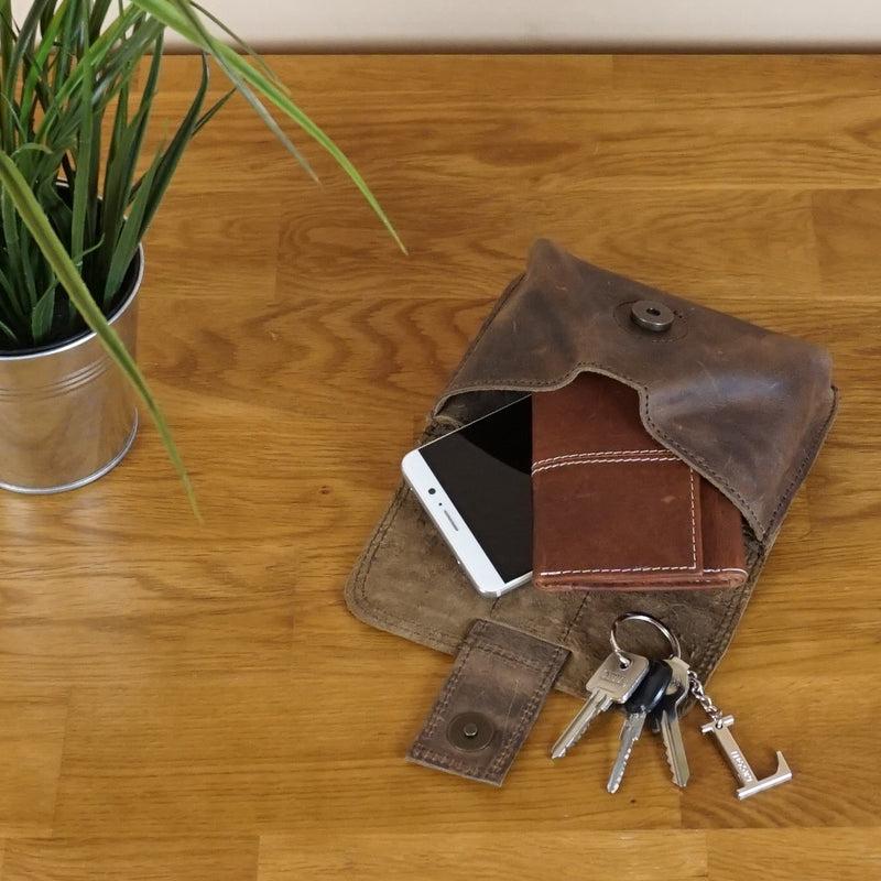 Leconi Gürteltasche Bauchtasche Hüfttasche Damen Herren Leder schlamm LE9005 Jubiläumsangebot
