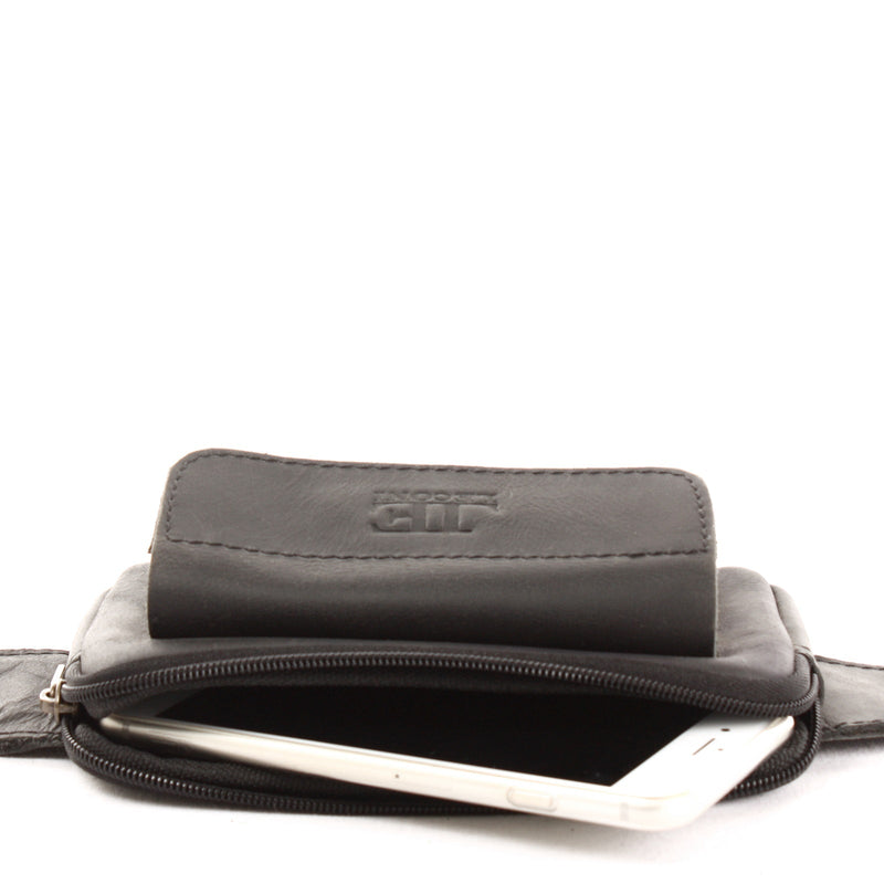 Leconi Gürteltasche Bauchtasche Hüfttasche Festivaltasche Büffelleder schwarz LE9015 Top Angebot