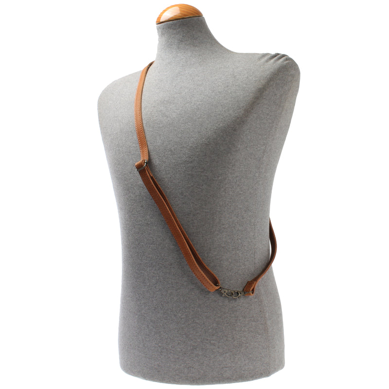 Leconi schmaler Trageriemen Schultergurt Leder 1,6cm x 150cm cognac LEC-R8 Online Outlet