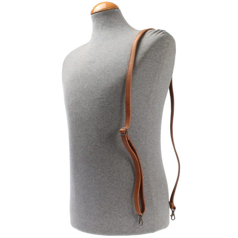 Leconi schmaler Trageriemen Schultergurt Leder 1,6cm x 150cm cognac LEC-R8 Online Outlet