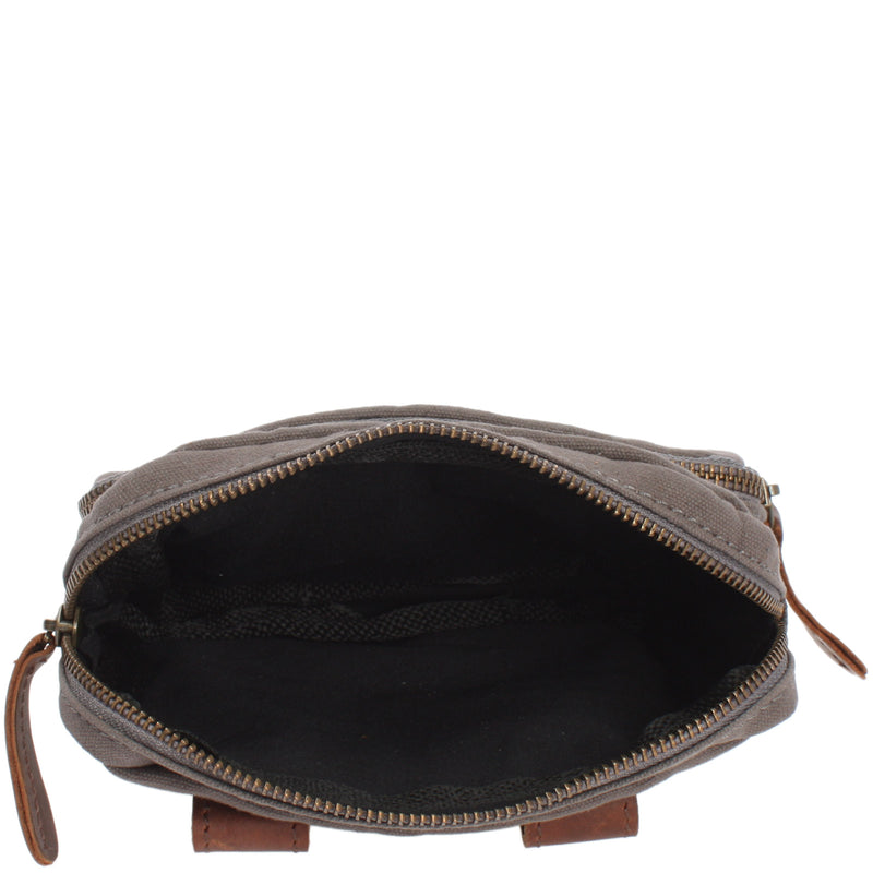 Leconi Gürteltasche Bauchtasche Canvas Rindsleder grau LE3037 Exklusive Angebote