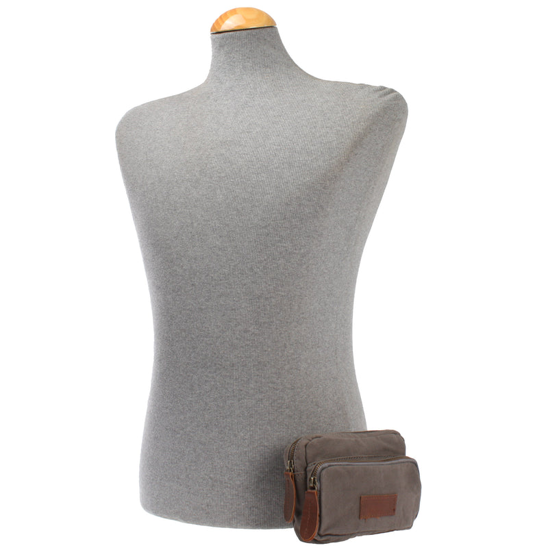 Leconi Gürteltasche Bauchtasche Canvas Rindsleder grau LE3037 Exklusive Angebote