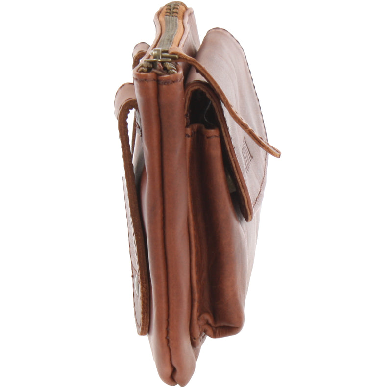 Leconi Gürteltasche Bauchtasche Hüfttasche Damen Herren Rindsleder braun LE9019 Neuheiten