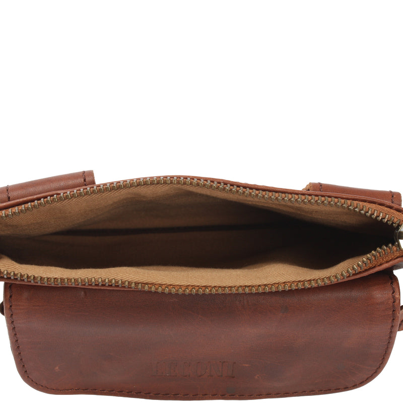 Leconi Gürteltasche Bauchtasche Hüfttasche Damen Herren Rindsleder braun LE9019 Neuheiten