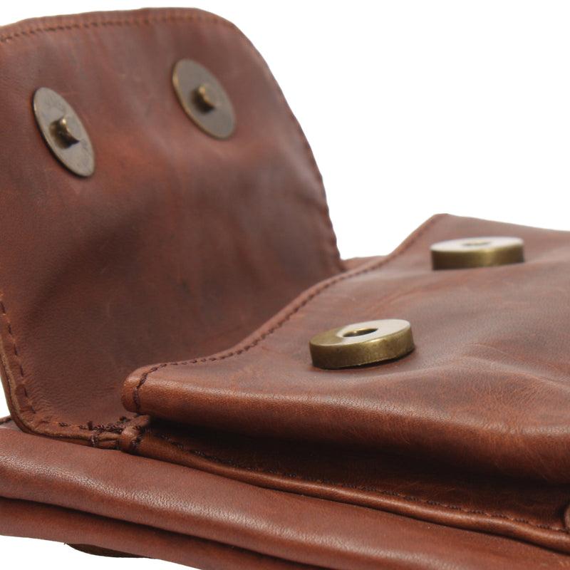 Leconi Gürteltasche Bauchtasche Hüfttasche Damen Herren Rindsleder braun LE9019 Neuheiten