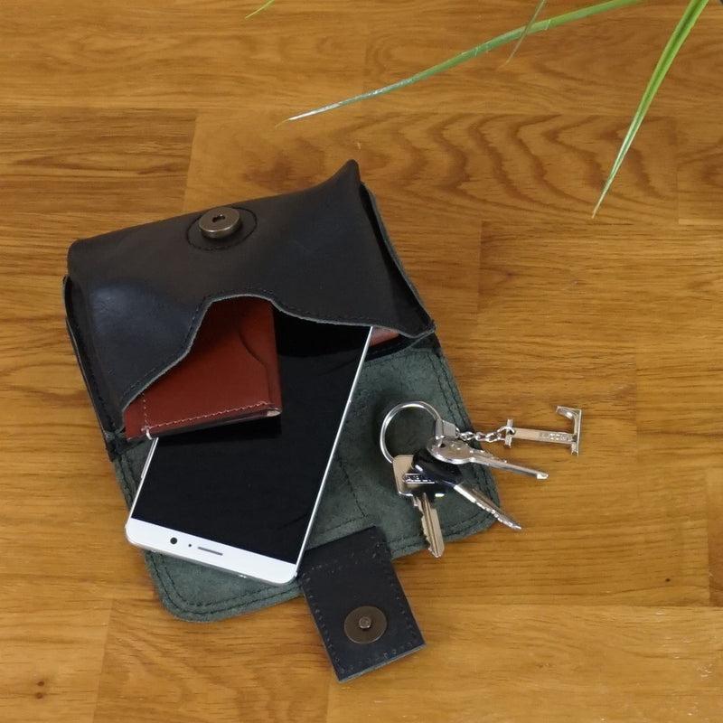Leconi Gürteltasche Bauchtasche Hüfttasche Damen Herren Leder schwarz LE9005 Saisonale Angebote