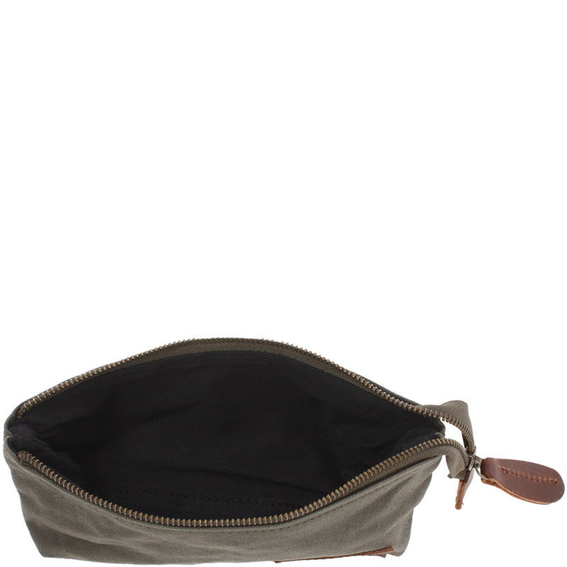 Leconi Stiftemappe Federtasche Stifteetui Federmappe Damen Herren Canvas Leder grün LE9026 Begrenzte Freigabe