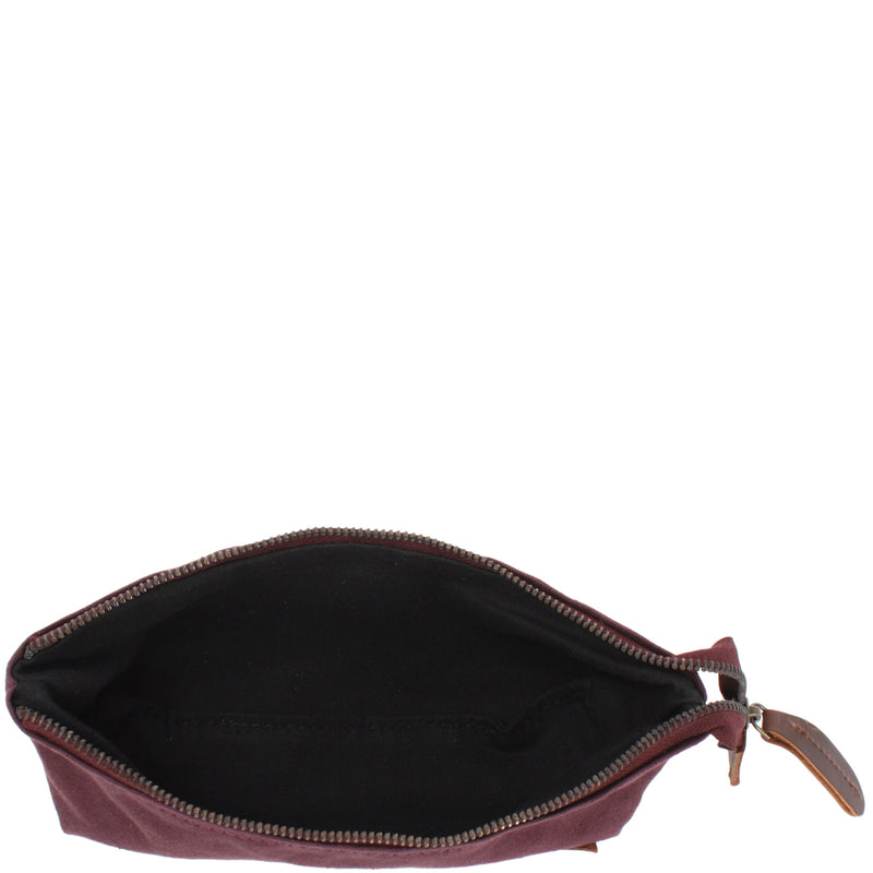 Leconi Stiftemappe Federtasche Stifteetui Federmappe Damen Herren Canvas Leder bordeaux LE9026 Letzte 3 Tage