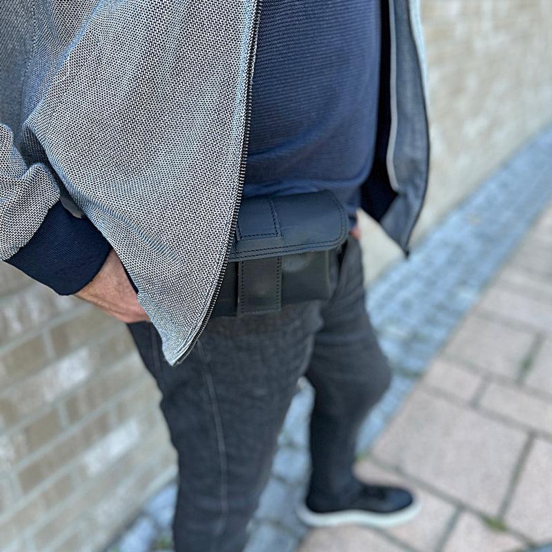 Leconi große Gürteltasche Bauchtasche Hüfttasche Damen Herren Rindsleder schwarz LE9030 Letzte 2 Tage