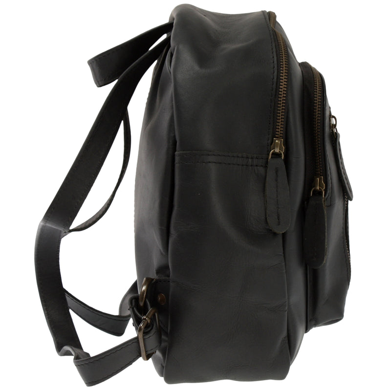 Leconi kleiner Rucksack Freizeitrucksack Lederrucksack Leder schwarz LE1011 Zeitbegrenzte Promotion
