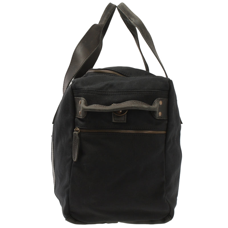 Leconi Weekender Sporttasche Reisetasche Damen Herren Leder Canvas schwarz LE2014 Bis zu 50% Rabatt