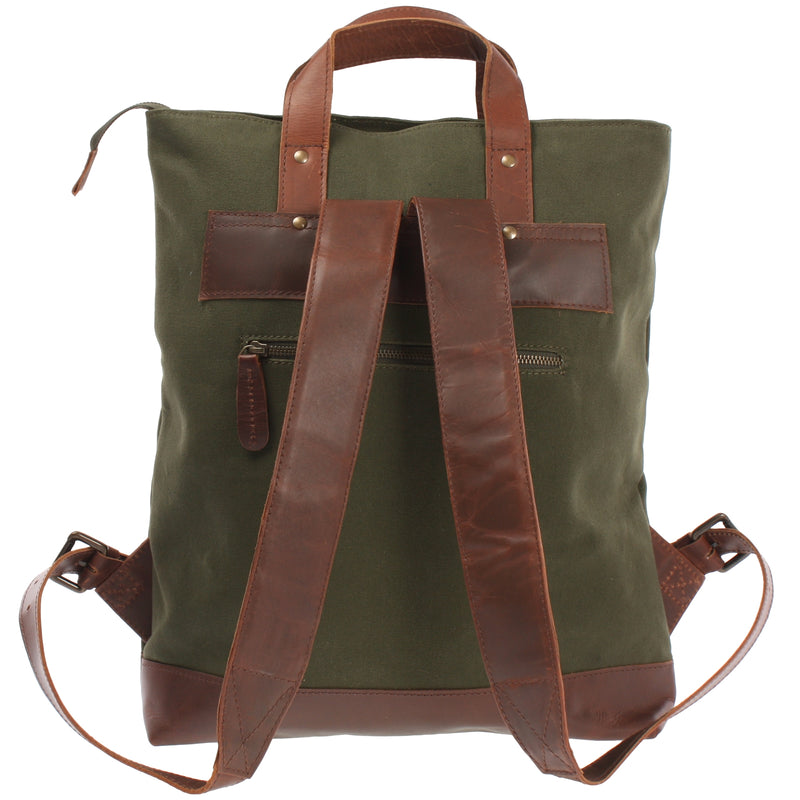 Leconi Freizeitrucksack Rucksack DIN A4 Canvas Leder grün LE1021 Bis zu 60% Rabatt