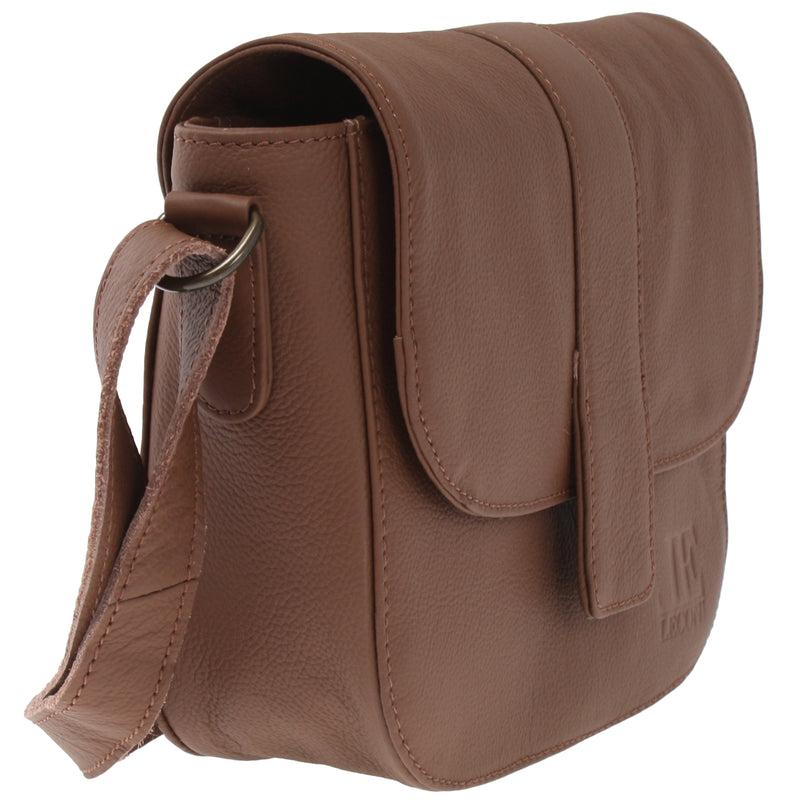 Leconi kleine Schultertasche Umhängetasche Damentasche Leder rehbraun LE0074 Bis zu 65% Rabatt