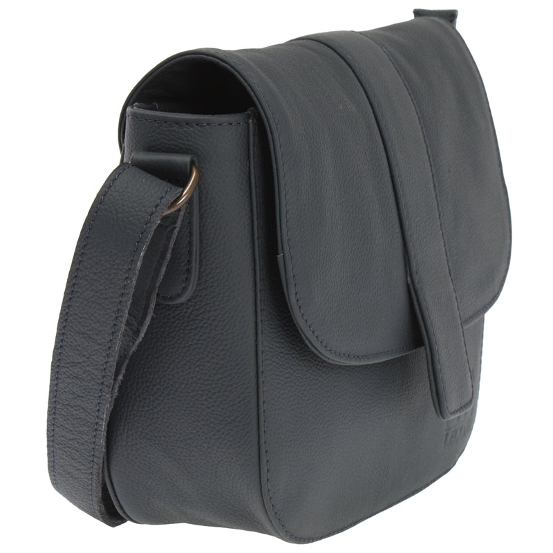 Leconi kleine Schultertasche Umhängetasche Damentasche Leder navy LE0074 Sonderangebot der Fabrik
