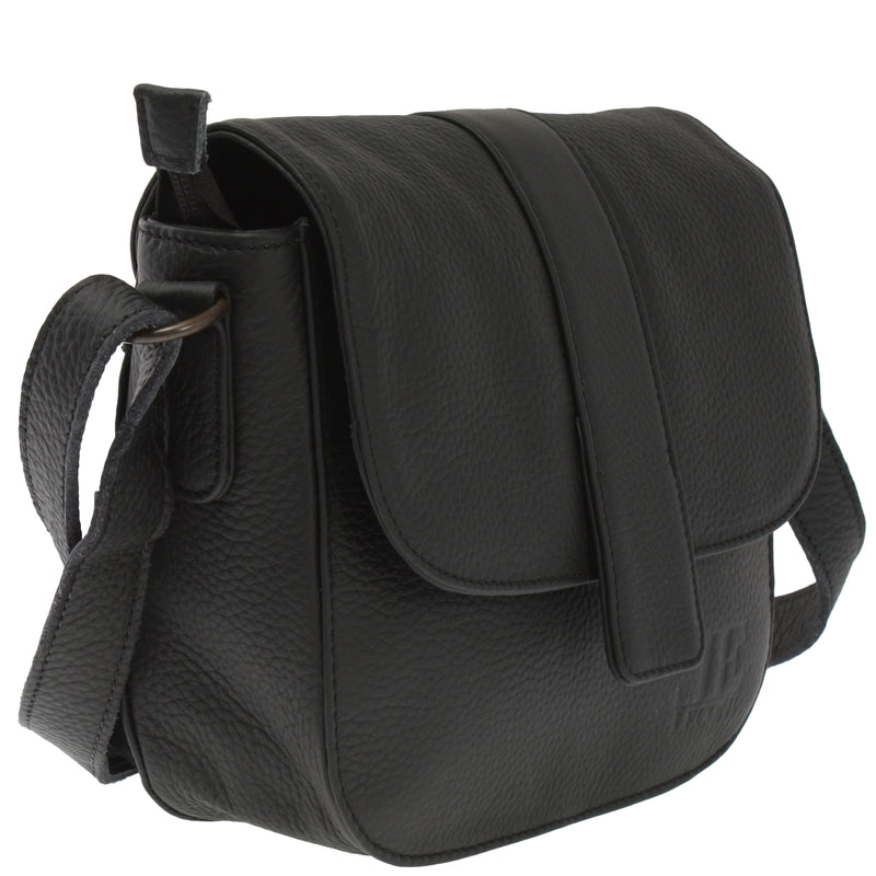 Leconi kleine Schultertasche Umhängetasche Damentasche Leder schwarz LE0074 Vierteljährliche Förderung