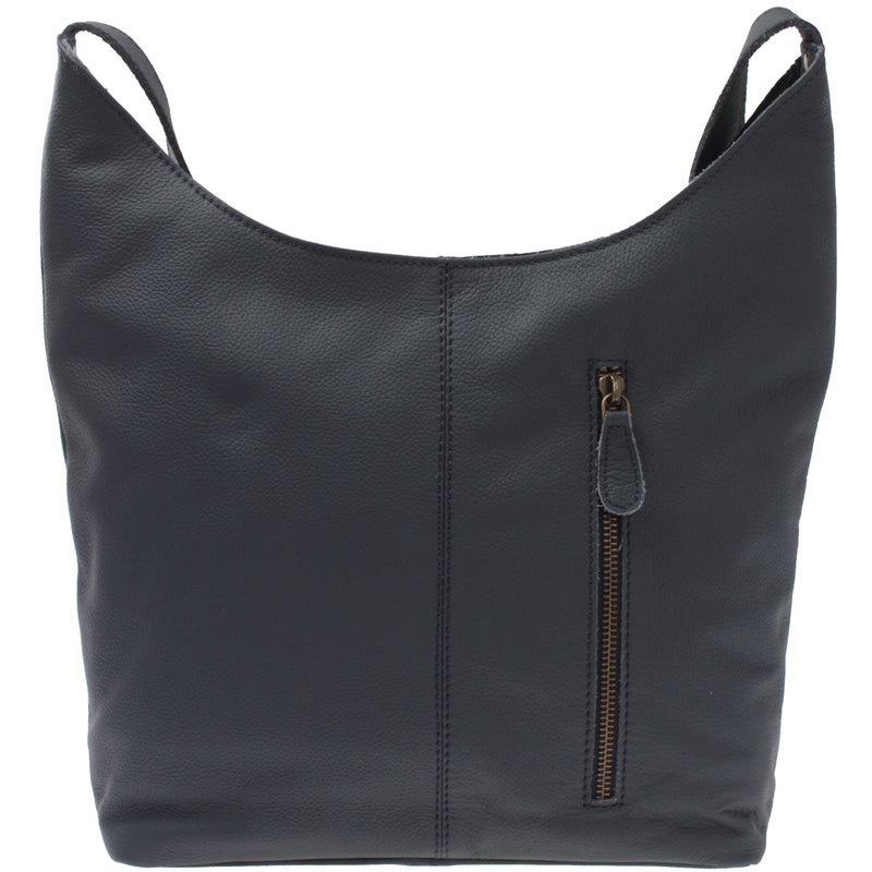 Leconi mittlere Umhängetasche Schultertasche Beuteltasche Damentasche Leder navy LE0072 Nur noch ein Tag übrig
