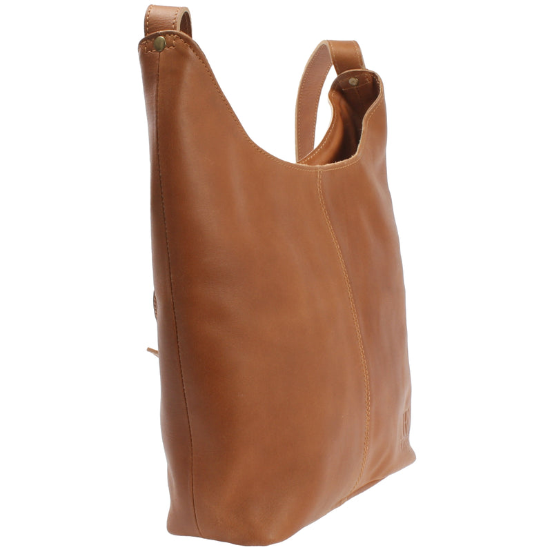 Leconi mittlere Umhängetasche Schultertasche Beuteltasche Damentasche Leder cognac LE0072 Riesige Rabatte