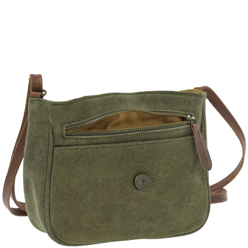 Leconi kleine Umhängetasche Ledertasche Damentasche Schultertasche Veloursleder grün LE3047 50% Rabatt mit kostenlosem Versand