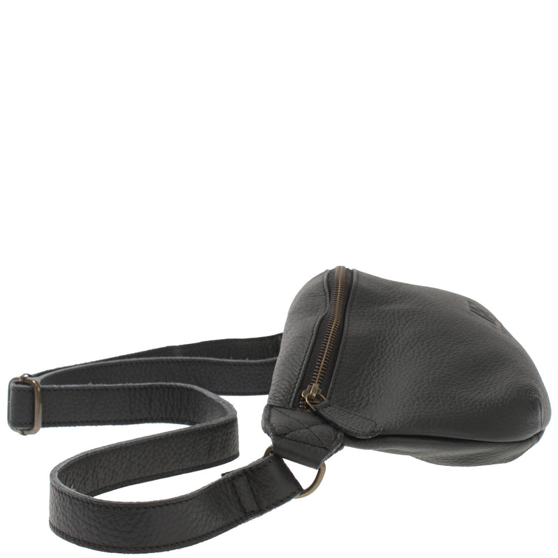 Leconi große Bauchtasche Umhängetasche Crossbody Ledertasche Leder schwarz LE3088 Clearance-Verkauf