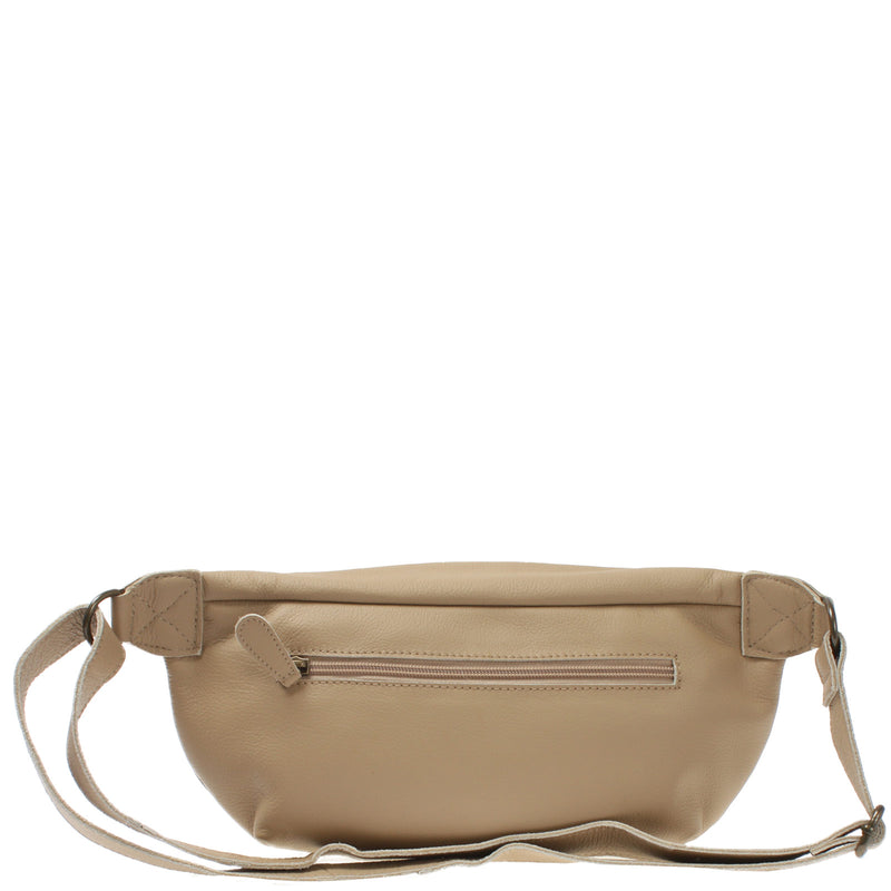 Leconi große Bauchtasche Umhängetasche Crossbody Ledertasche Leder sand LE3088 Fabrikladen