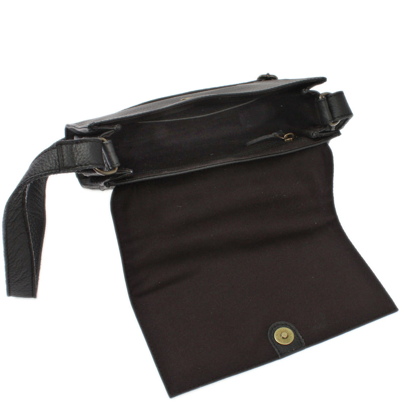 Leconi mittlere Schultertasche Umhängetasche Damentasche Leder schwarz LE3089 Begrenzt auf 3 Tage