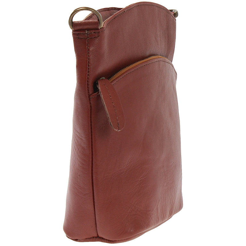 Leconi kleine Umhängetasche Schultertasche Freizeittasche Leder rotbraun LE3049 Black Friday Preise