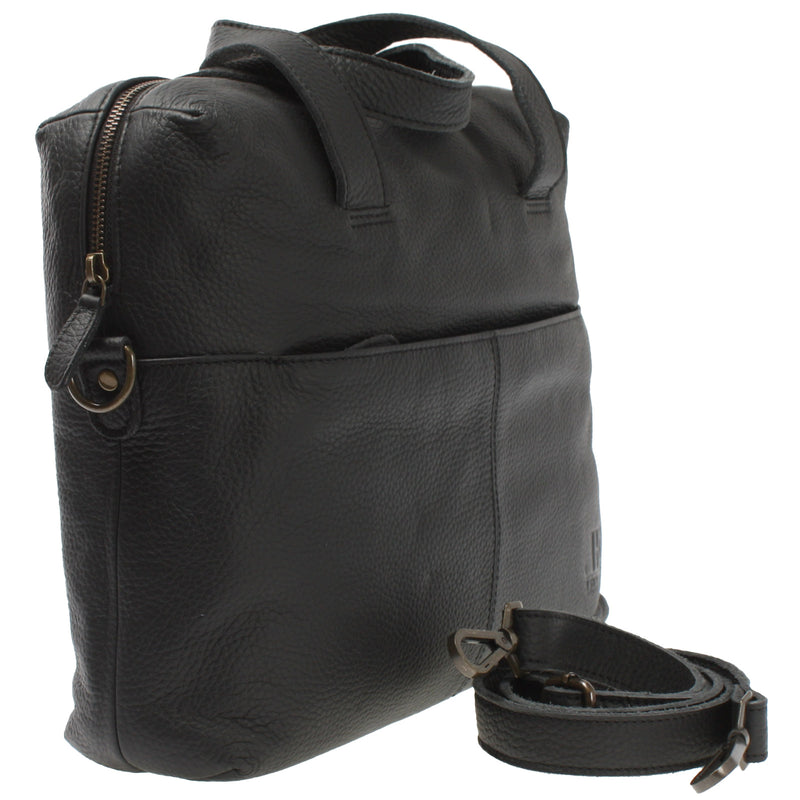 Leconi Schultertasche Henkeltasche Shopper DIN A4 Handtasche Damen Leder schwarz LE0059 zollfrei