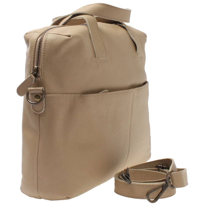 Leconi Schultertasche Henkeltasche Shopper DIN A4 Handtasche Damen Leder sand LE0059 50% Rabatt für begrenzte Zeit