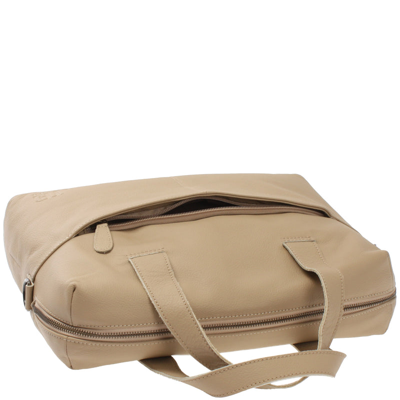 Leconi Schultertasche Henkeltasche Shopper DIN A4 Handtasche Damen Leder sand LE0059 50% Rabatt für begrenzte Zeit