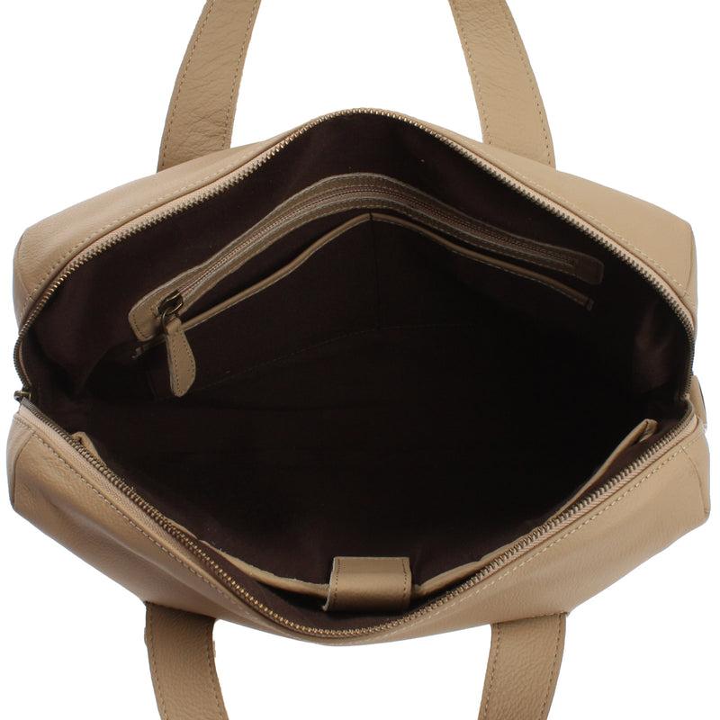 Leconi Schultertasche Henkeltasche Shopper DIN A4 Handtasche Damen Leder sand LE0059 50% Rabatt für begrenzte Zeit