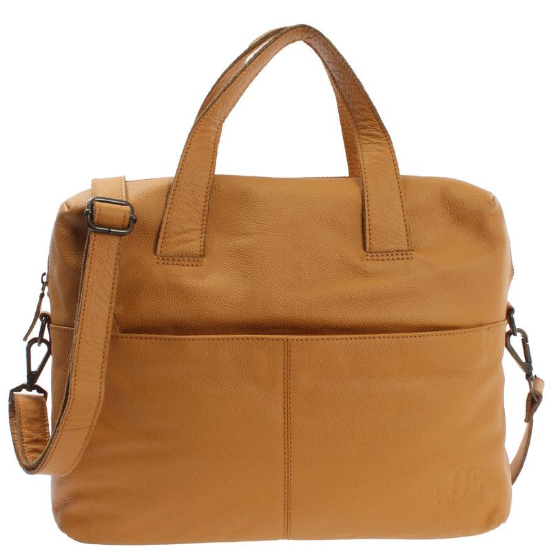 Leconi Schultertasche Henkeltasche Shopper DIN A4 Handtasche Damen Leder senf LE0059