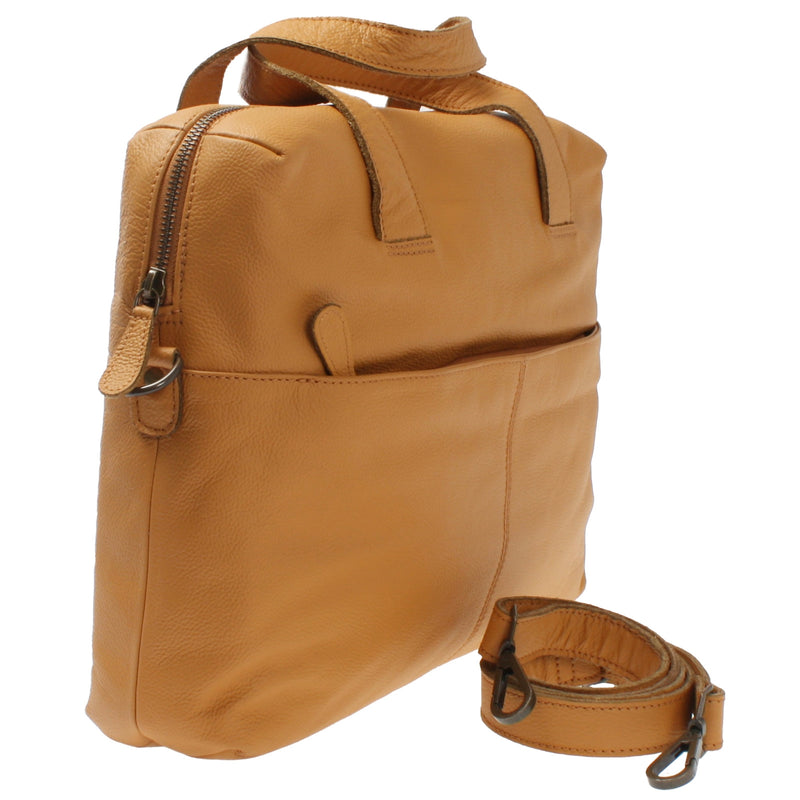Leconi Schultertasche Henkeltasche Shopper DIN A4 Handtasche Damen Leder senf LE0059 Rabatte dieses Monats
