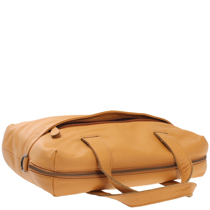Leconi Schultertasche Henkeltasche Shopper DIN A4 Handtasche Damen Leder senf LE0059 Rabatte dieses Monats
