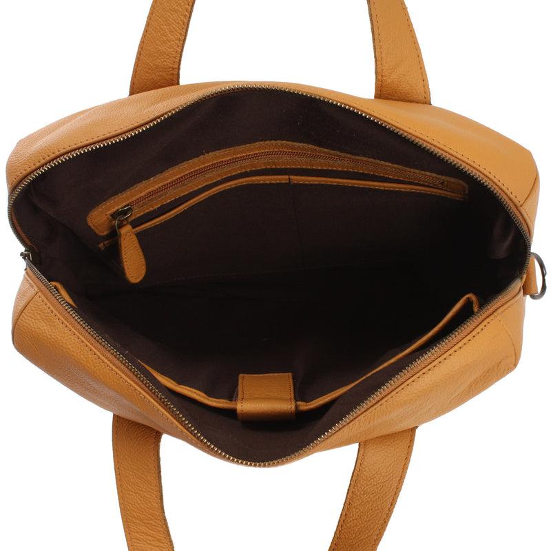 Leconi Schultertasche Henkeltasche Shopper DIN A4 Handtasche Damen Leder senf LE0059 Rabatte dieses Monats
