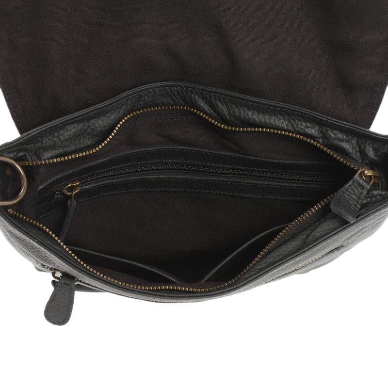 Leconi Umhängetasche Ledertasche Damen Schultertasche Leder schwarz LE3073 2025