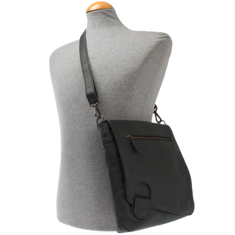 Leconi Umhängetasche Ledertasche Damen Schultertasche Leder schwarz LE3073 2025