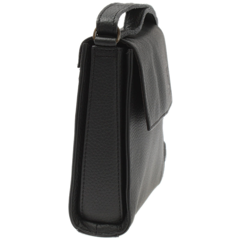Leconi kleine Schultertasche Umhängetasche Damentasche Leder schwarz LE3082 Online