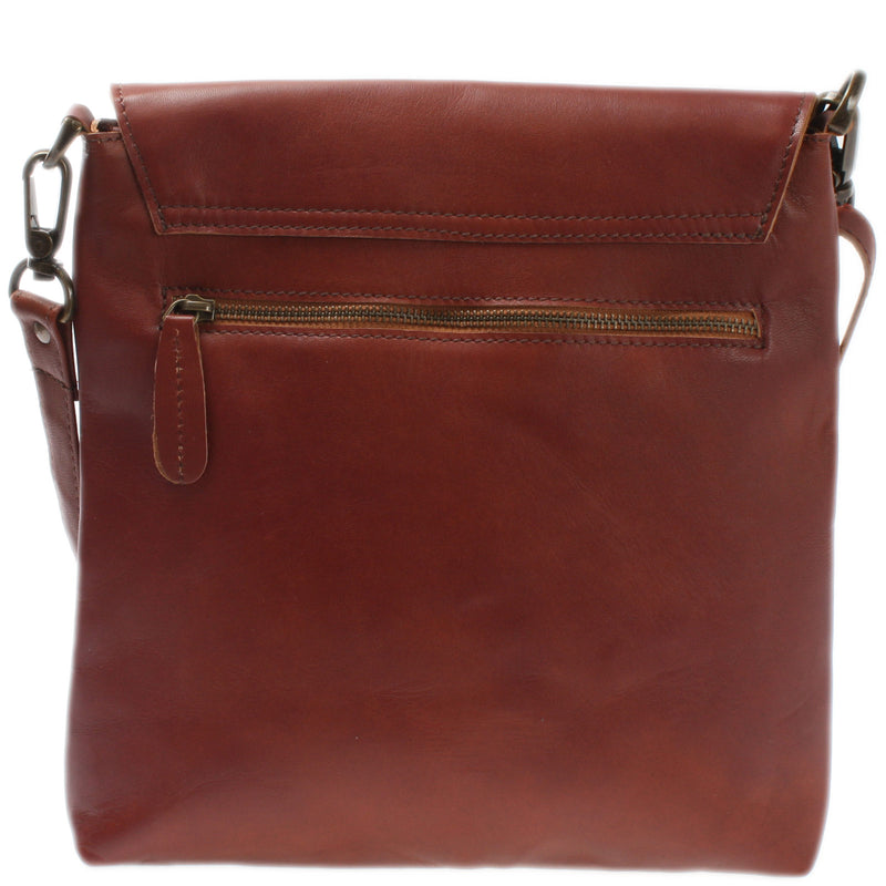 Leconi Umhängetasche Ledertasche Schultertasche Leder rotbraun LE3027 Outlet