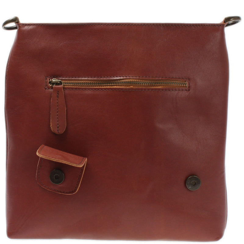 Leconi Umhängetasche Ledertasche Schultertasche Leder rotbraun LE3027 Outlet