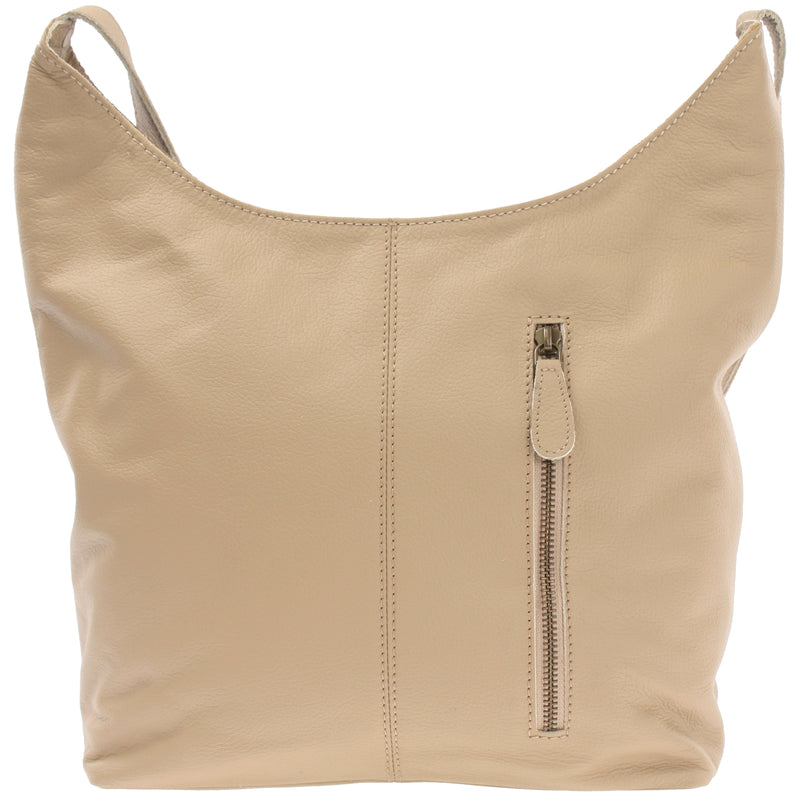 Leconi mittlere Umhängetasche Schultertasche Beuteltasche Damentasche Leder sand LE0072 Angebote