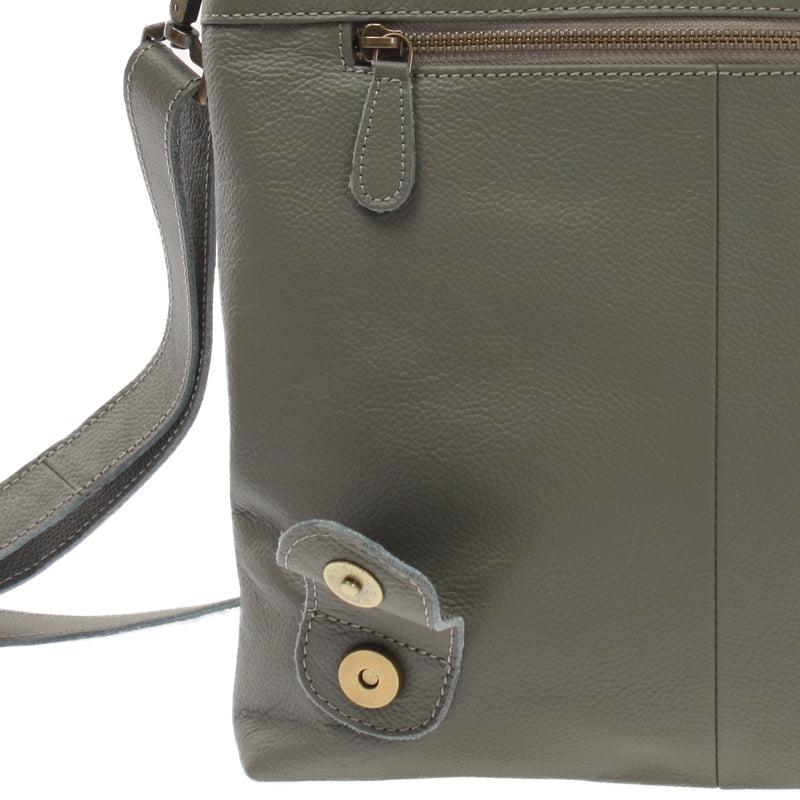 Leconi Umhängetasche Ledertasche Damen Schultertasche Leder oliv LE3073 Schlussverkauf
