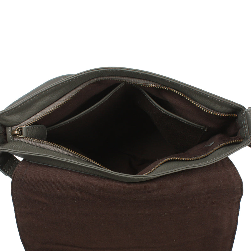 Leconi Umhängetasche Ledertasche Damen Schultertasche Leder oliv LE3073 Schlussverkauf