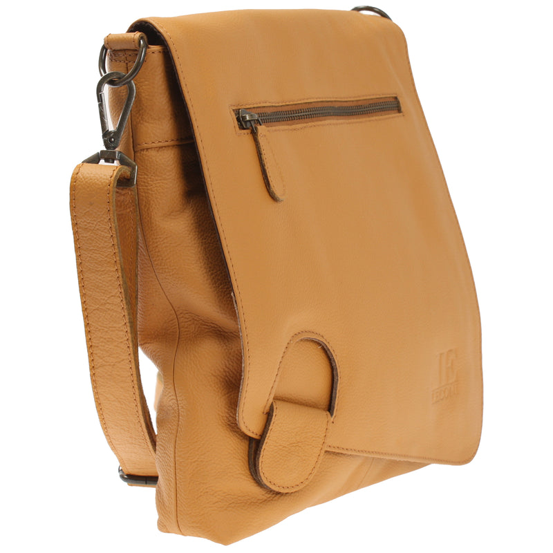 Leconi Umhängetasche Ledertasche Damen Schultertasche Leder senf LE3073 Fabrikverkauf
