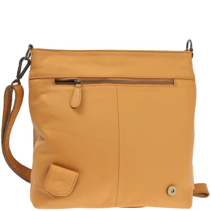 Leconi Umhängetasche Ledertasche Damen Schultertasche Leder senf LE3073 Fabrikverkauf