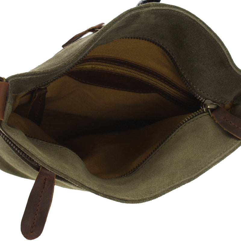 Leconi kleine Umhängetasche Schultertasche Freizeittasche Wildleder grün LE3049 Blitzverkäufe