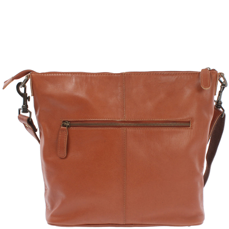 Leconi Umhängetasche Schultertasche Damentasche Ledertasche Leder cognac LE3067 Fabrik Onlineshop