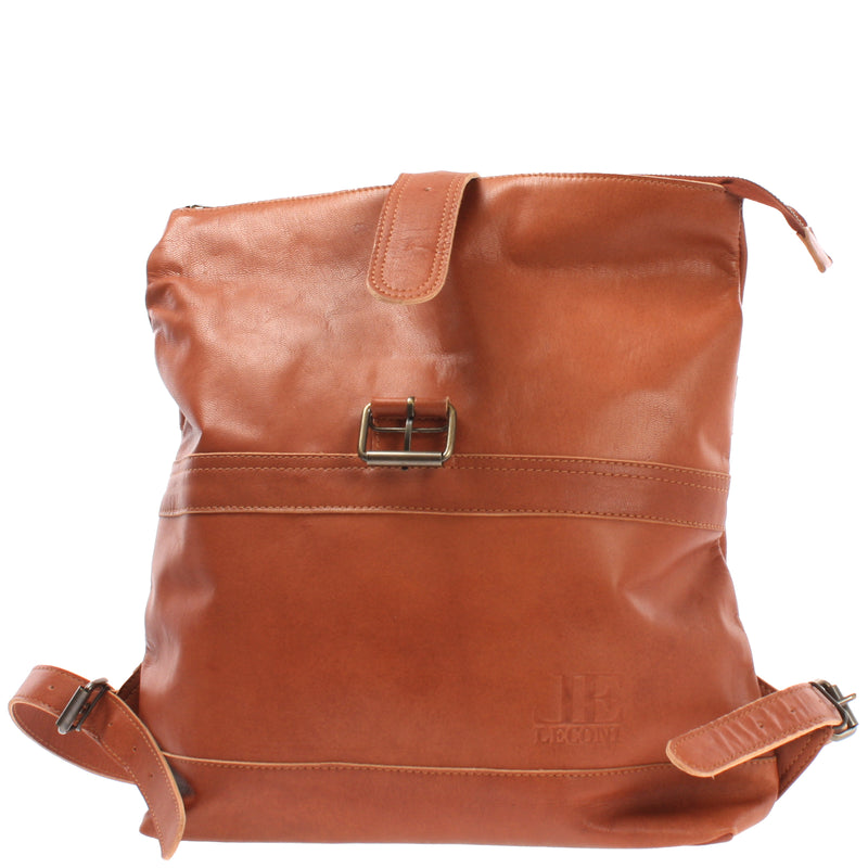 Leconi kleiner Roll Top Cityrucksack Rucksack Leder cognac LE1027 Sonderangebot