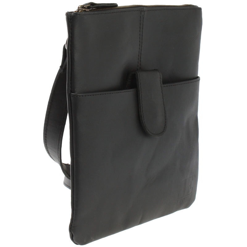 Leconi kleine Umhängetasche Damentasche Herrentasche Ledertasche schwarz LE3060 Rabatt